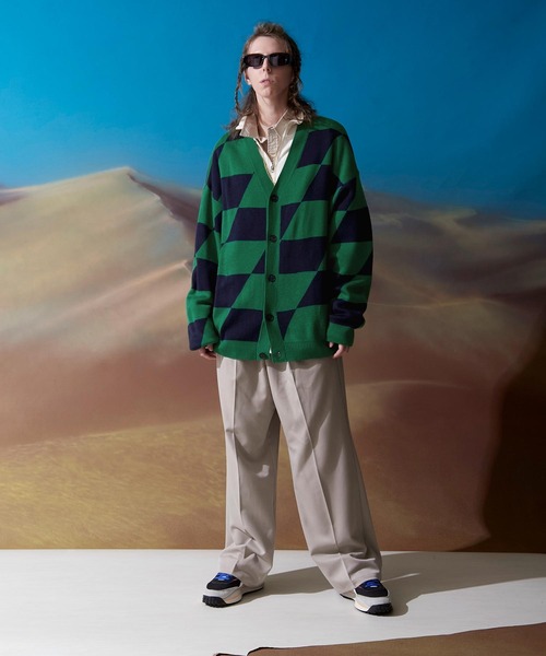 ENDER PRODUCTS(エンダープロダクツ)の「ビッグシルエット イレギュラーチェッカーフラッグ Vネックニットカーディガン 【ENDER PRODUCTS/エンダープロダクツ】(カーディガン/ボレロ・メンズ・ブラック系その他/グリーン系その他/ブルー系その他・M/L)」の14枚目の写真