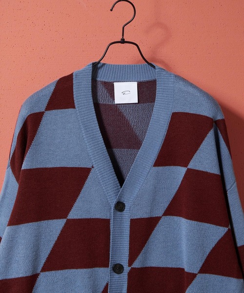 ENDER PRODUCTS(エンダープロダクツ)の「ビッグシルエット イレギュラーチェッカーフラッグ Vネックニットカーディガン 【ENDER PRODUCTS/エンダープロダクツ】(カーディガン/ボレロ・メンズ・ブラック系その他/グリーン系その他/ブルー系その他・M/L)」の22枚目の写真