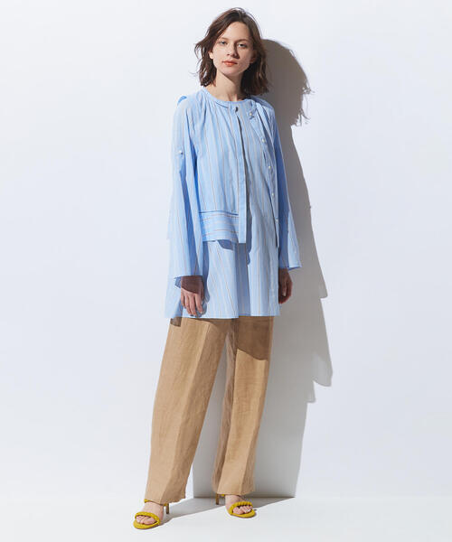 シャツ/ブラウス マドラスストライプ レイヤードブラウス
