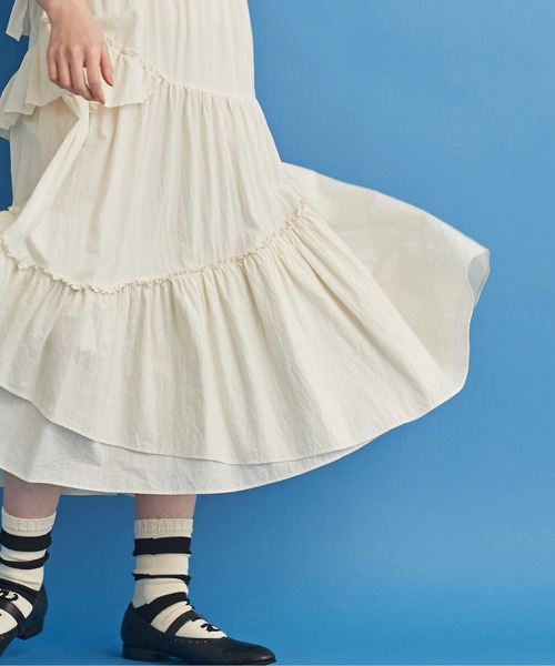Malle(マル)の「malle コットンシルクローンEDODAKI フリルスカート(スカート・レディース・クリーム/スミクロ・FREE)」の16枚目の写真