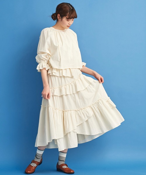 Malle(マル)の「malle コットンシルクローンEDODAKI フリルスカート(スカート・レディース・クリーム/スミクロ・FREE)」の17枚目の写真