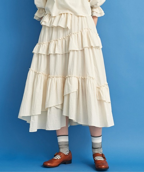 Malle(マル)の「malle コットンシルクローンEDODAKI フリルスカート(スカート・レディース・クリーム/スミクロ・FREE)」の19枚目の写真