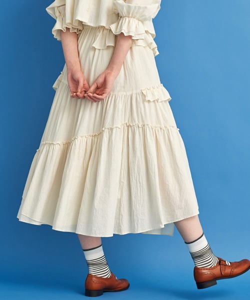 Malle(マル)の「malle コットンシルクローンEDODAKI フリルスカート(スカート・レディース・クリーム/スミクロ・FREE)」の21枚目の写真