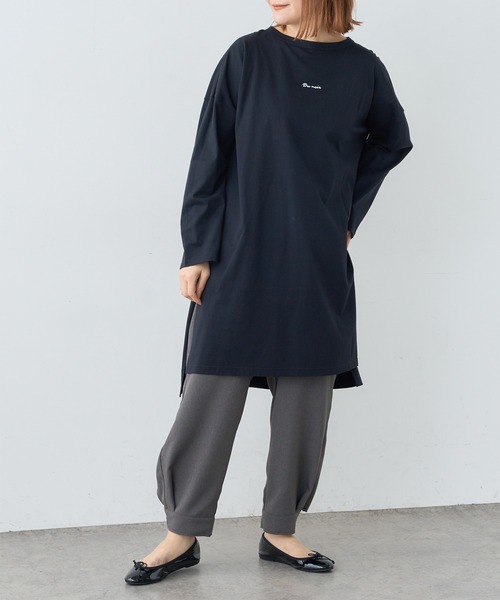 PUAL CE CIN（ピュアルセシン）の「【Du noir】ロゴ刺繍チュニック（Tシャツ/カットソー・レディース・ホワイト/ブラック/ホワイト×ブラック・FREE）」の12枚目の写真