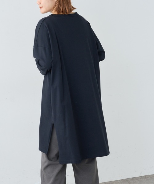 PUAL CE CIN（ピュアルセシン）の「【Du noir】ロゴ刺繍チュニック（Tシャツ/カットソー・レディース・ホワイト/ブラック/ホワイト×ブラック・FREE）」の13枚目の写真