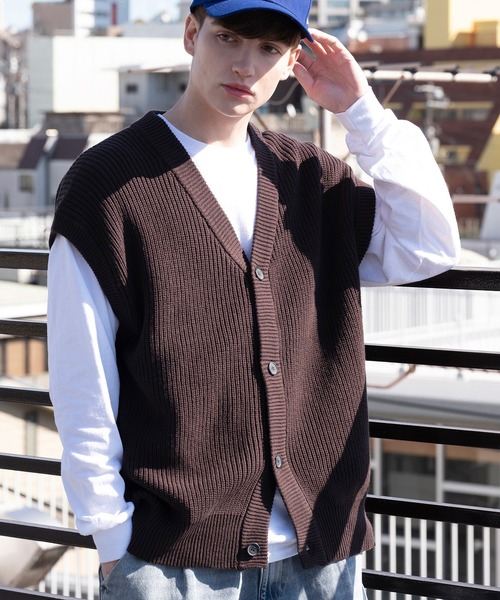 ８(eight)（エイト）の「ハイバルキーニットベスト（ベスト・メンズ・ライトグレー/ダークブラウン/ネイビー/マスタード/グレー系その他/ダークブルー/ケリー/グレイッシュベージュ/ブラック/ホワイト・MEDIUM/LARGE/X-LARGE）」の6枚目の写真