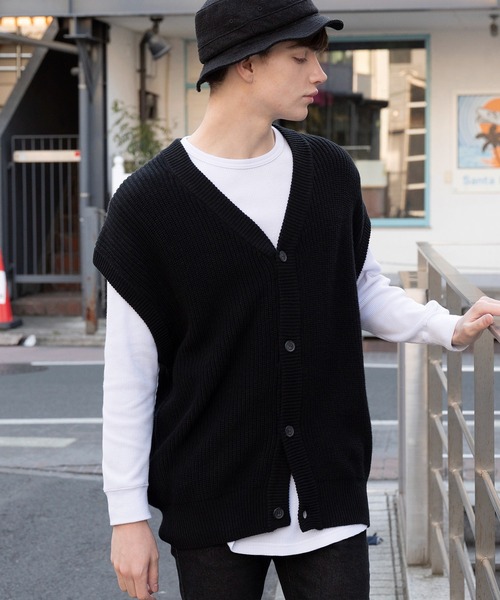 ８(eight)（エイト）の「ハイバルキーニットベスト（ベスト・メンズ・ライトグレー/ダークブラウン/ネイビー/マスタード/グレー系その他/ダークブルー/ケリー/グレイッシュベージュ/ブラック/ホワイト・MEDIUM/LARGE/X-LARGE）」の3枚目の写真