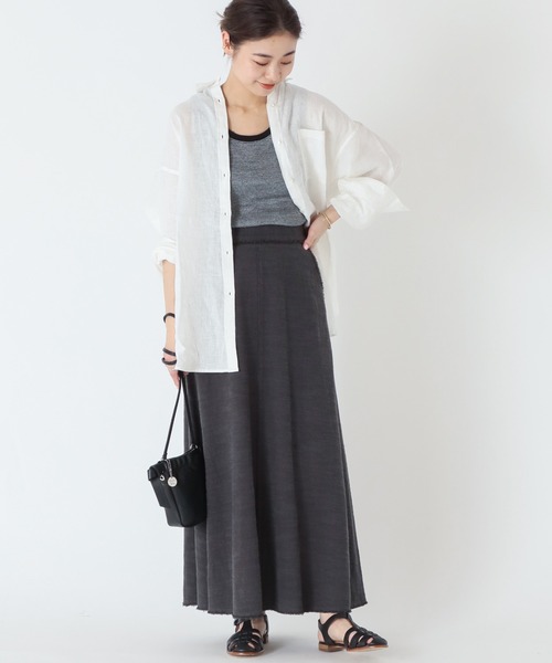 JOURNAL STANDARD relume(ジャーナルスタンダード レリューム)の「リネンコットンカットオフAラインスカート(スカート・レディース・グレー・38/36)」の7枚目の写真