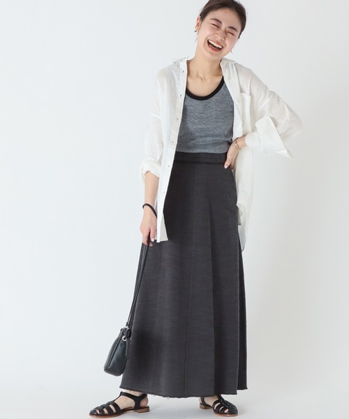 JOURNAL STANDARD relume(ジャーナルスタンダード レリューム)の「リネンコットンカットオフAラインスカート(スカート・レディース・グレー・38/36)」の2枚目の写真