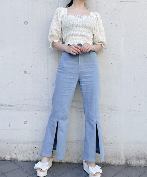 lilLilly（リルリリー）の「フラワーパフブラウス（シャツ/ブラウス・レディース・ピンク/イエロー/ブラック・FREE）」の6枚目の写真