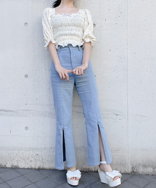 lilLilly（リルリリー）の「フラワーパフブラウス（シャツ/ブラウス・レディース・ピンク/イエロー/ブラック・FREE）」の7枚目の写真