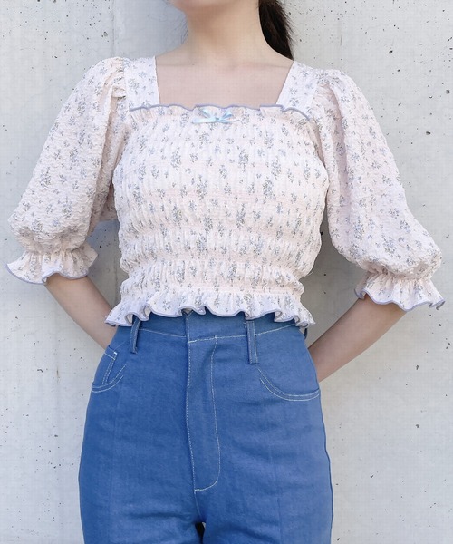 lilLilly（リルリリー）の「フラワーパフブラウス（シャツ/ブラウス・レディース・ピンク/イエロー/ブラック・FREE）」の9枚目の写真