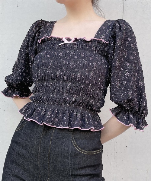 lilLilly（リルリリー）の「フラワーパフブラウス（シャツ/ブラウス・レディース・ピンク/イエロー/ブラック・FREE）」の14枚目の写真