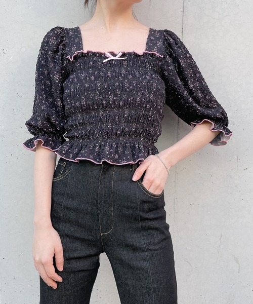 lilLilly（リルリリー）の「フラワーパフブラウス（シャツ/ブラウス・レディース・ピンク/イエロー/ブラック・FREE）」の15枚目の写真