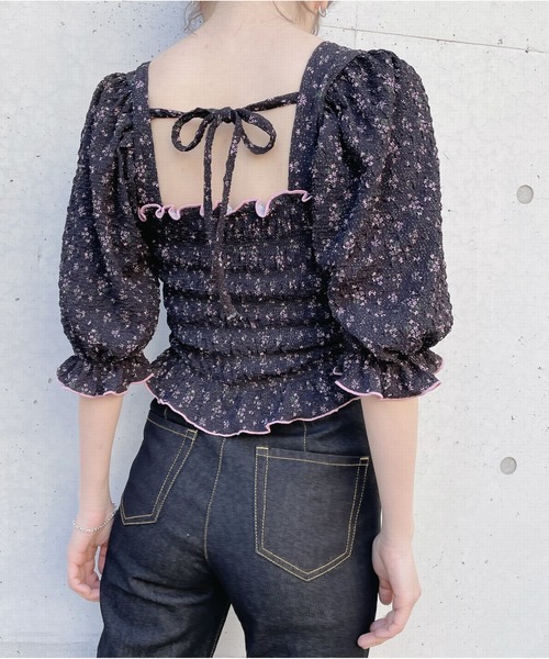 lilLilly（リルリリー）の「フラワーパフブラウス（シャツ/ブラウス・レディース・ピンク/イエロー/ブラック・FREE）」の16枚目の写真