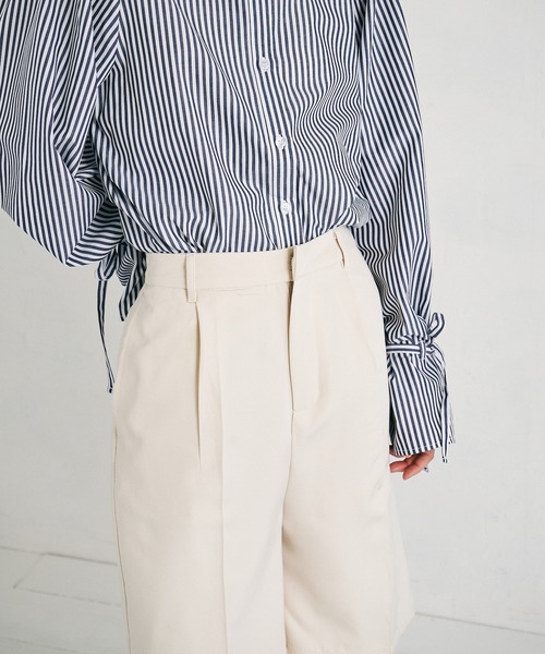 4youstory（フォーユーストーリー）の「【4youstory】エステルツイルハーフパンツ（スラックス・レディース・ブラック/オフホワイト/グレイッシュベージュ・FREE）」の7枚目の写真