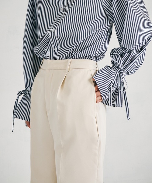 4youstory（フォーユーストーリー）の「【4youstory】エステルツイルハーフパンツ（スラックス・レディース・ブラック/オフホワイト/グレイッシュベージュ・FREE）」の8枚目の写真