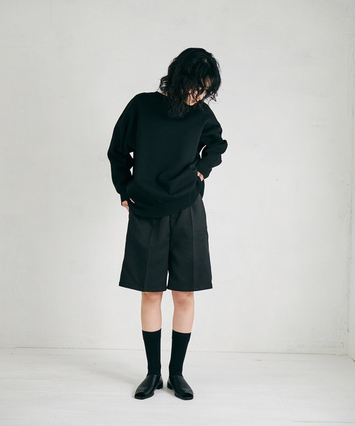 4youstory（フォーユーストーリー）の「【4youstory】エステルツイルハーフパンツ（スラックス・レディース・ブラック/オフホワイト/グレイッシュベージュ・FREE）」の10枚目の写真