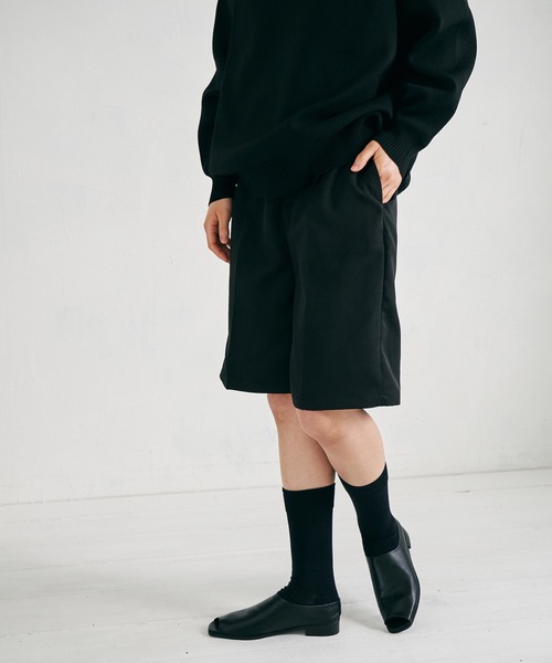 4youstory（フォーユーストーリー）の「【4youstory】エステルツイルハーフパンツ（スラックス・レディース・ブラック/オフホワイト/グレイッシュベージュ・FREE）」の14枚目の写真