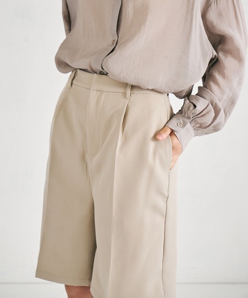 4youstory（フォーユーストーリー）の「【4youstory】エステルツイルハーフパンツ（スラックス・レディース・ブラック/オフホワイト/グレイッシュベージュ・FREE）」の19枚目の写真