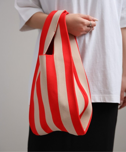 sakishimatokyo（サキシマトーキョー）の「ストライプハンドバッグ（ハンドバッグ・レディース・ブラック/グリーン/オレンジ・FREE）」の3枚目の写真