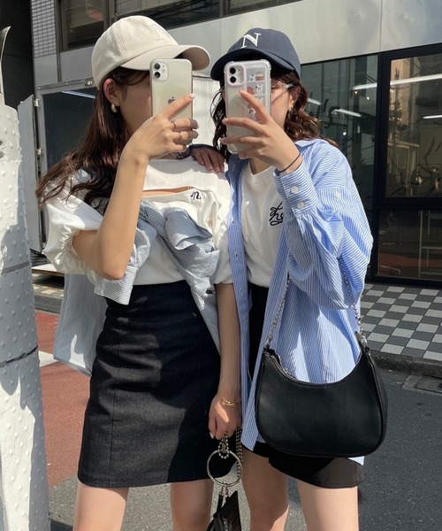 one after another NICE CLAUP(ワンアフターアナザーナイスクラップ)の「胸あきTee(Tシャツ/カットソー・レディース・オフホワイト/ブラック/ピンク・FREE)」の13枚目の写真