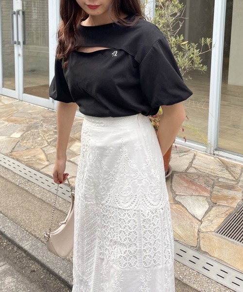 one after another NICE CLAUP(ワンアフターアナザーナイスクラップ)の「胸あきTee(Tシャツ/カットソー・レディース・オフホワイト/ブラック/ピンク・FREE)」の20枚目の写真