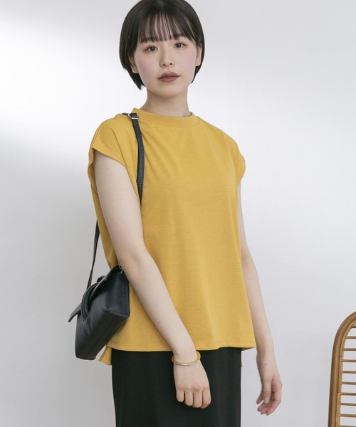 UR Lab.（アーバンリサーチラボ）の「『UR TECH ひやサラクール』フレンチスリーブタックTシャツ（Tシャツ/カットソー・レディース・ブラック/ベージュ系その他/イエロー系その他/グリーン/オフホワイト/スミクロ・FREE）」の22枚目の写真