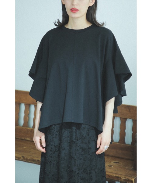 ROSE BUD(ローズバッド)の「(mici)ラッフルスリーブTEE(Tシャツ/カットソー・レディース・ブラック/ホワイト系その他・ONE SIZE)」の7枚目の写真