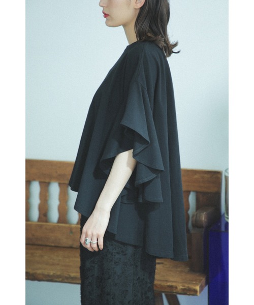ROSE BUD(ローズバッド)の「(mici)ラッフルスリーブTEE(Tシャツ/カットソー・レディース・ブラック/ホワイト系その他・ONE SIZE)」の8枚目の写真