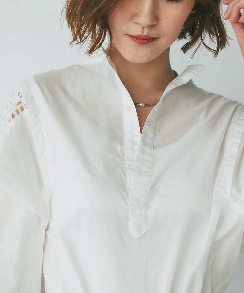 un dix cors（アンディコール）の「主役トップス　袖刺繍ボリュームスリーブブラウス（シャツ/ブラウス・レディース・ホワイト/ブラック・FREE）」の7枚目の写真