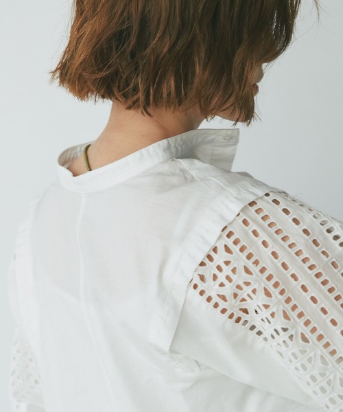 un dix cors（アンディコール）の「主役トップス　袖刺繍ボリュームスリーブブラウス（シャツ/ブラウス・レディース・ホワイト/ブラック・FREE）」の3枚目の写真