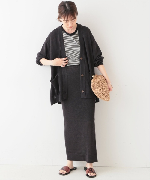 SLOBE IENA（スローブイエナ）の「《追加2》テープヤーンニットカーディガン（カーディガン/ボレロ・レディース・ベージュ/グレー・FREE）」の8枚目の写真