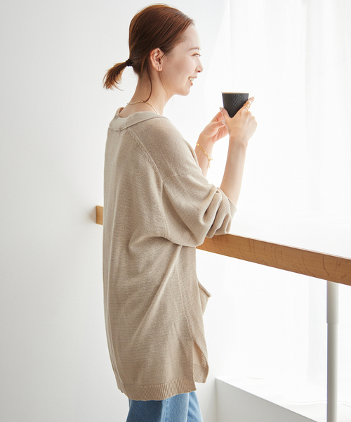 SLOBE IENA（スローブイエナ）の「《追加2》テープヤーンニットカーディガン（カーディガン/ボレロ・レディース・ベージュ/グレー・FREE）」の19枚目の写真