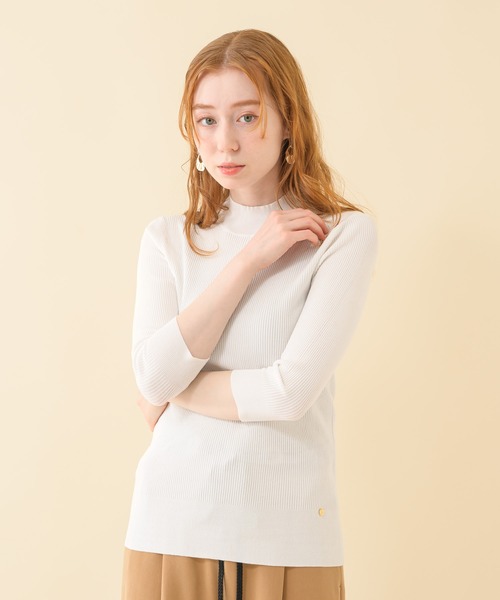 Dignite collier（ディニテコリエ）の「Dignite collier パールリブプルオーバー（Tシャツ/カットソー・レディース・ホワイト/ブラック/ブルー・FREE）」の6枚目の写真