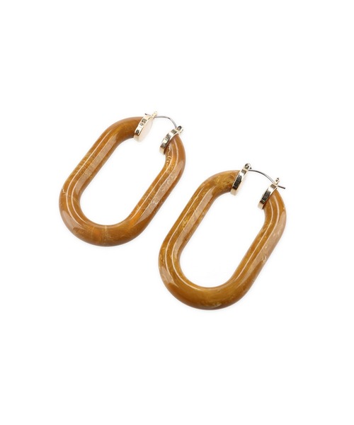 VIS（ビス）の「マーブルアクリルオーバルフープピアス（ピアス（両耳用）・レディース・キャメル/グリーン/ピンク・FREE）」の12枚目の写真