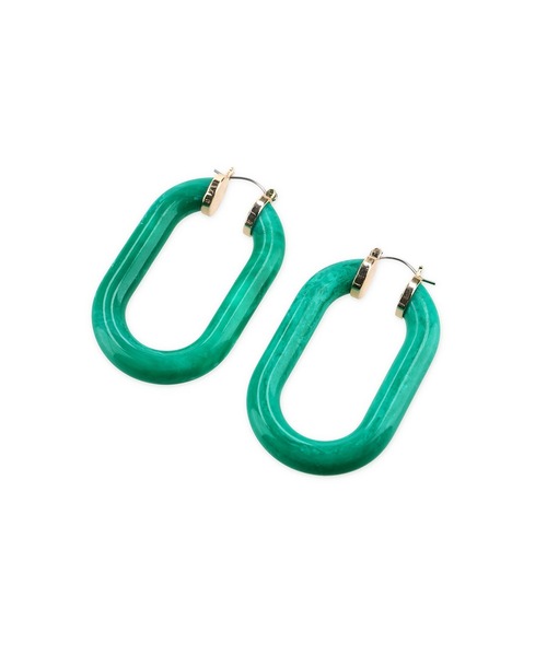 VIS（ビス）の「マーブルアクリルオーバルフープピアス（ピアス（両耳用）・レディース・キャメル/グリーン/ピンク・FREE）」の10枚目の写真