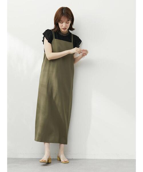 Green　Parks（グリーンパークス）の「・ELENCARE DUE バッククロスキャミワンピース（ワンピース・レディース・ブラック/カーキ/イエロー・FREE）」の7枚目の写真
