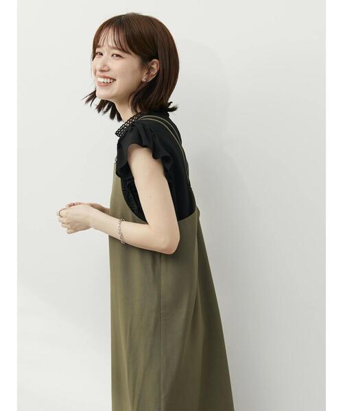 Green　Parks（グリーンパークス）の「・ELENCARE DUE バッククロスキャミワンピース（ワンピース・レディース・ブラック/カーキ/イエロー・FREE）」の11枚目の写真