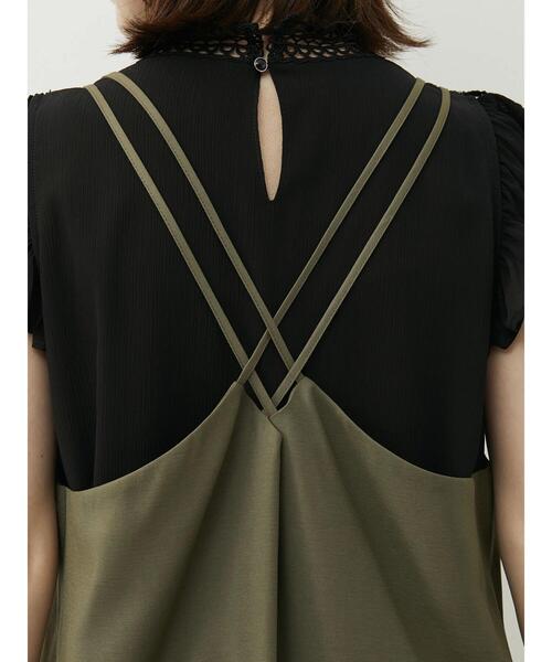 Green　Parks（グリーンパークス）の「・ELENCARE DUE バッククロスキャミワンピース（ワンピース・レディース・ブラック/カーキ/イエロー・FREE）」の14枚目の写真