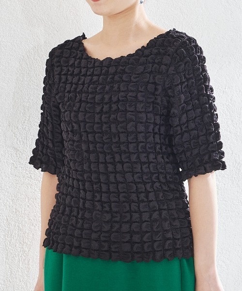 acro（アクロ）の「ポコポコトップス/AC1442（Tシャツ/カットソー・レディース・ブラック/アイボリー/ホワイト・ﾌﾘ-）」の3枚目の写真