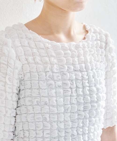 acro（アクロ）の「ポコポコトップス/AC1442（Tシャツ/カットソー・レディース・ブラック/アイボリー/ホワイト・ﾌﾘ-）」の11枚目の写真