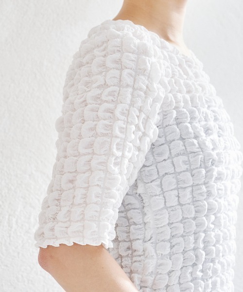 acro（アクロ）の「ポコポコトップス/AC1442（Tシャツ/カットソー・レディース・ブラック/アイボリー/ホワイト・ﾌﾘ-）」の6枚目の写真