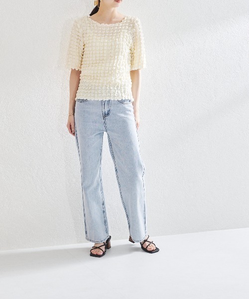 acro（アクロ）の「ポコポコトップス/AC1442（Tシャツ/カットソー・レディース・ブラック/アイボリー/ホワイト・ﾌﾘ-）」の10枚目の写真