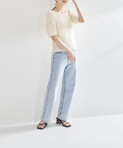 acro（アクロ）の「ポコポコトップス/AC1442（Tシャツ/カットソー・レディース・ブラック/アイボリー/ホワイト・ﾌﾘ-）」の14枚目の写真