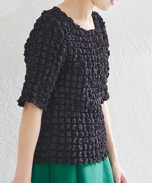 acro（アクロ）の「ポコポコトップス/AC1442（Tシャツ/カットソー・レディース・ブラック/アイボリー/ホワイト・ﾌﾘ-）」の12枚目の写真