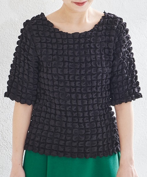 acro（アクロ）の「ポコポコトップス/AC1442（Tシャツ/カットソー・レディース・ブラック/アイボリー/ホワイト・ﾌﾘ-）」の7枚目の写真