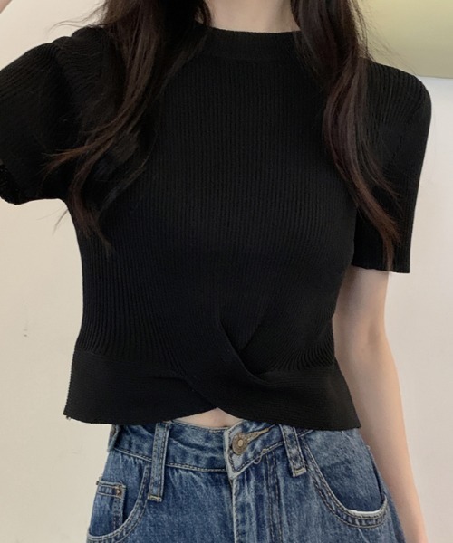 mebole(メボレ)の「クロスデザインプルオーバー(Tシャツ/カットソー・レディース・ライトグリーン/アイボリー/ブルー/ブラック/ホワイト・FREE)」の4枚目の写真