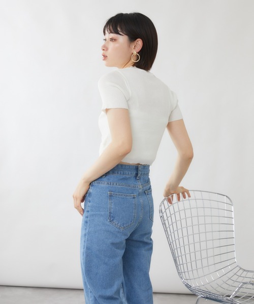 mebole(メボレ)の「クロスデザインプルオーバー(Tシャツ/カットソー・レディース・ライトグリーン/アイボリー/ブルー/ブラック/ホワイト・FREE)」の7枚目の写真