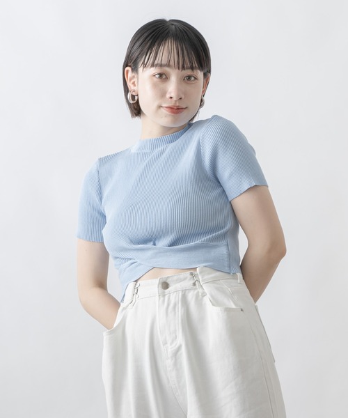 mebole(メボレ)の「クロスデザインプルオーバー(Tシャツ/カットソー・レディース・ライトグリーン/アイボリー/ブルー/ブラック/ホワイト・FREE)」の22枚目の写真
